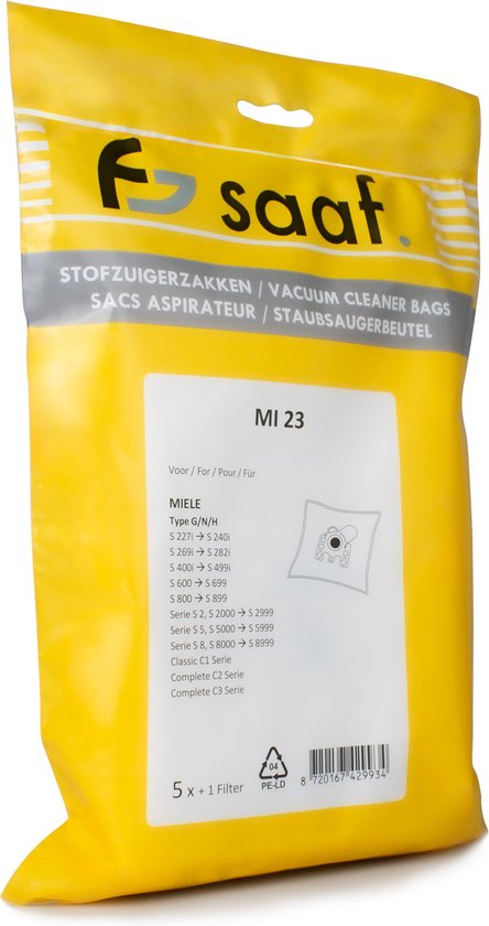 Staubsaugerbeutel - 5 Stück - Geeignet für Miele GN Staubsauger - Geeignet für Complete C2 und C3 / Classic C1 und mehr - Inklusive Filter