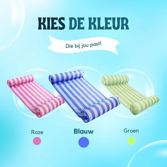 Travelly - Luxus Wasserhängematte - Hängematte - Luftmatratze - Luftmatratze Pool - Wasserhängematte - Blau