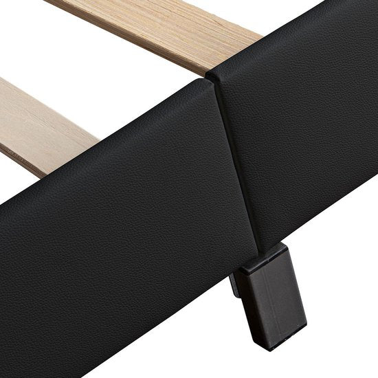 Polsterbett Paris - 140 x 200 cm - Schwarz - LED-Beleuchtung