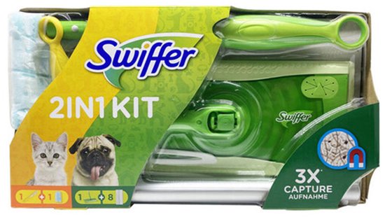 Swiffer Sweeper 3-in-1-Kombiset | Bodenwischer mit 8 Trocken-Tüchern + Staubmagnet | Entfernt Staub und Schmutz | Für alle Bodenarten geeignet