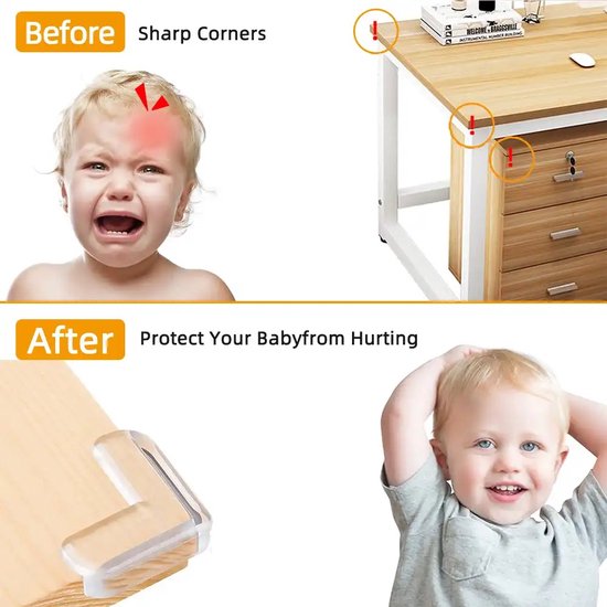 Eckenschutz – 12 Stück – Robuste Stoßkante – Eckenschutz für Tische – Tischeckenschutz für Babys und Kinder – Transparent