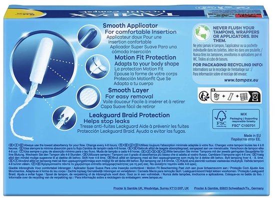 Tampax Pearl Compak Regular Tampons mit Einführhülse, 36 Stück