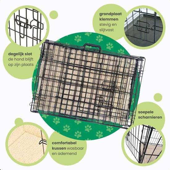 Gopets Hundebank faltbar L - Bank - Für Hunde - Inkl. Hundekissen - 2 Türen - 91 x 57 x 64 cm