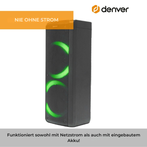 Denver - BPS352 - Lautsprecher Party - Disco Lights - Bluetooth - Schwarz