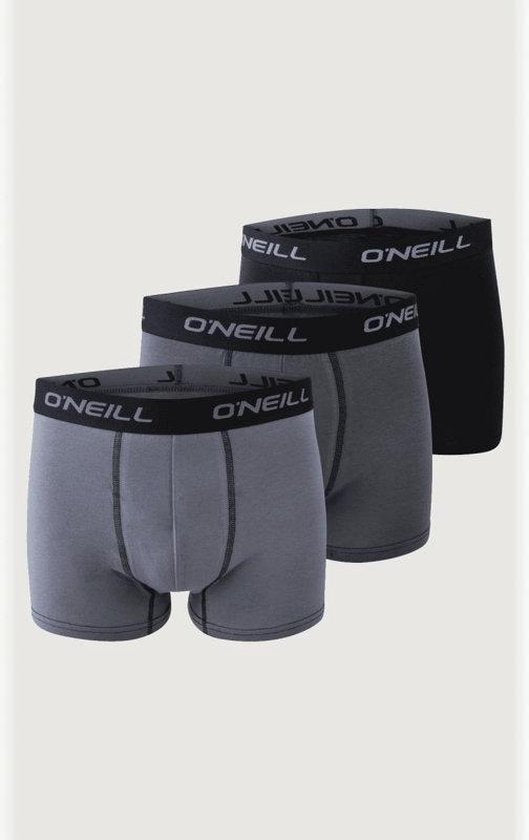 O'Neill Herren Boxershorts Trunks 900003 Solid Grau/Schwarz 3er-Pack - Größe S