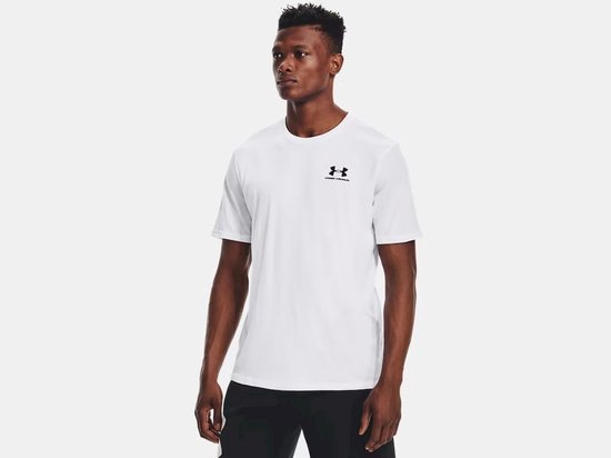 Under Armour UA M SPORTSTYLE LC SS-WHT Herren-Sportshirt – Weiß – Schwarz