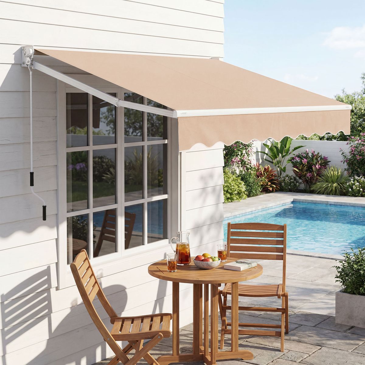 Coast ausziehbare Terrassenmarkise – Aluminiumrahmen – verstellbarer Neigungswinkel – beige 245 x 200 cm