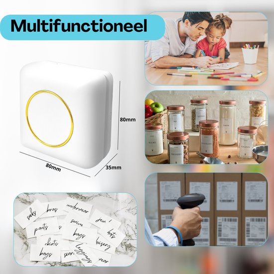 Gatson Mini-Drucker - Inklusive 14 Rollen Papier (Sticker, Normal & Farbe) + 5 Stifte - Mini-Drucker für das Handy - Pocket-Drucker - Mobiler Fotodrucker