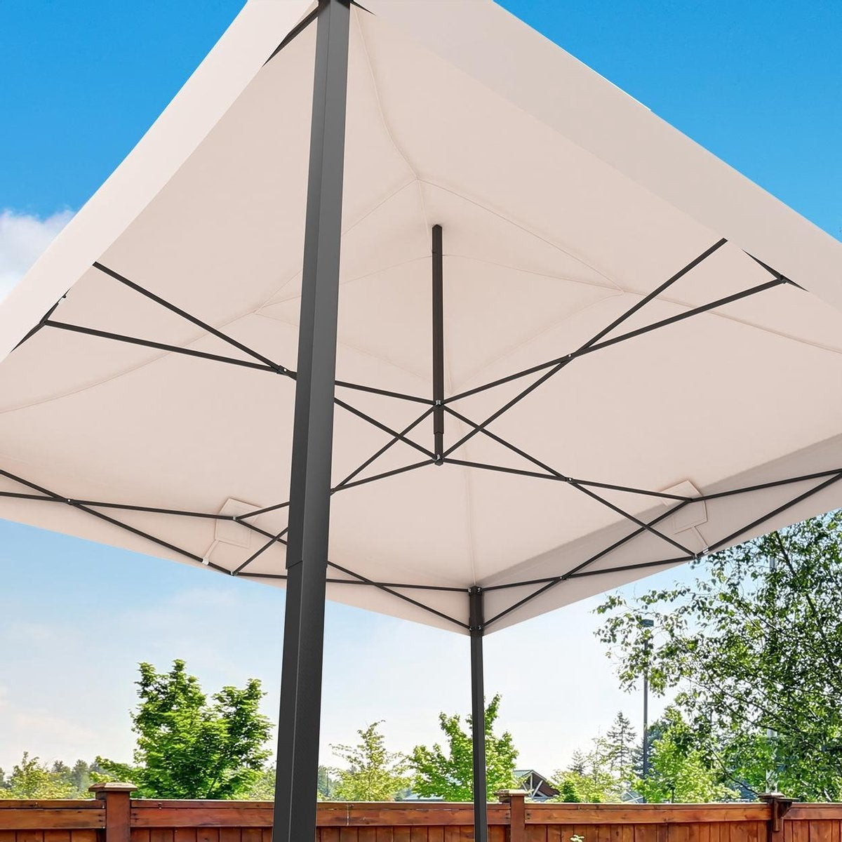 LifeGoods Partyzelt - Pavillon - 3x3 m - mit Seitenwänden - leicht aufbaubar - faltbar - wasserdicht - Tragetasche mit Rädern - Beige