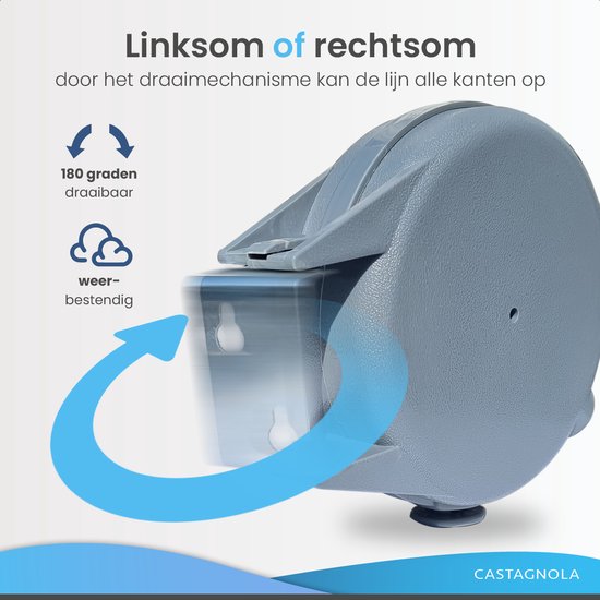 Castagnola Wäscheleine - Ausziehbare Wäscheleine - Wäscheleinenfaden - Wäscheleine 12 Meter - Kapazität bis zu 13 kg