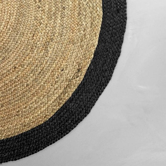 NATURL. Jute-Teppich – Fair Rund Natur/Schwarz – Ø 120 cm