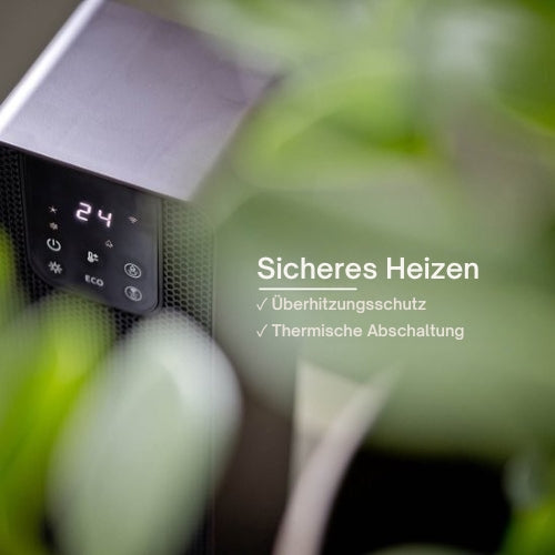 QLT No Less - Heizlüfter mit Swing und ECO-Modus - Elektroheizung mit Wifi + App-Steuerung - 2000W - Schwarz