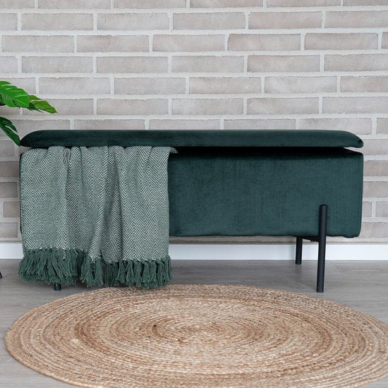 Watford Sofa mit Stauraum grün Velours, schwarz.