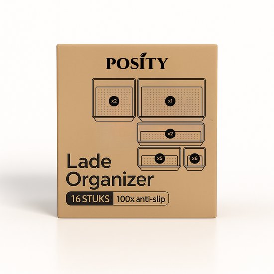 Posity Drawer Organizer - 16 Stück - Organizer Trays - Drawer Trays - Storage Trays - Make-up Organizer - Für Küche, Bad & Büro - Kunststoff - Schwarz Transparent