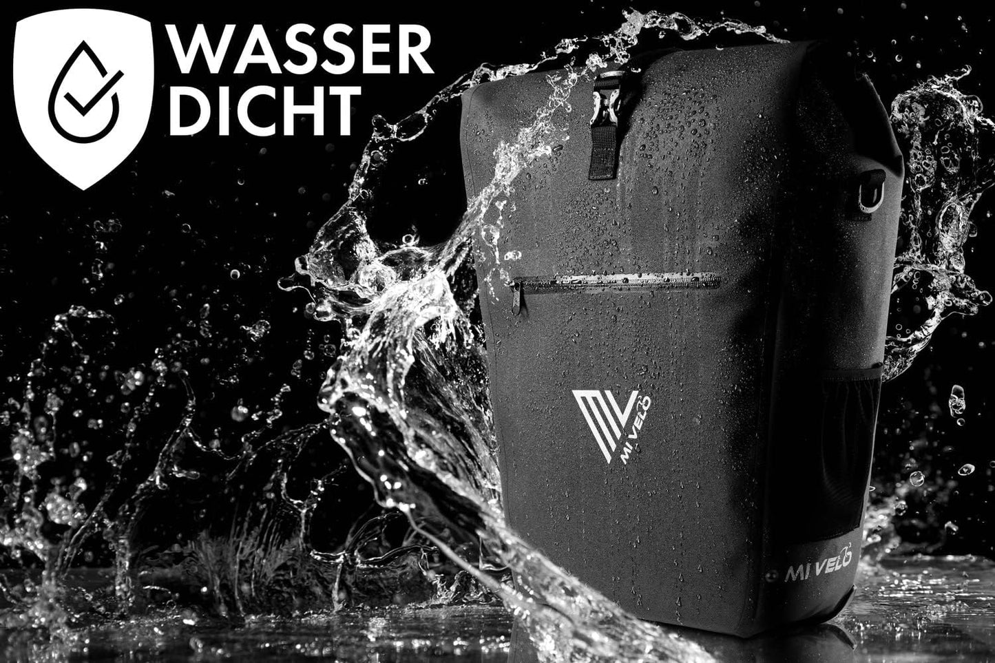 MIVELO Packtasche - Wasserdicht - 25L - Mit Laptopfach und Schultergurt - Schwarz
