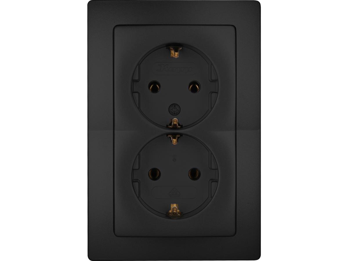 Kopp Paris Wandsteckdose – Doppelsteckdose – mattschwarz – 3er-Set