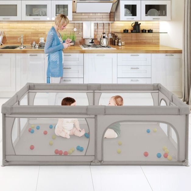 Coast Baby Laufstall mit 50 Bällen und 2 Türen - 206 x 147 cm - grau