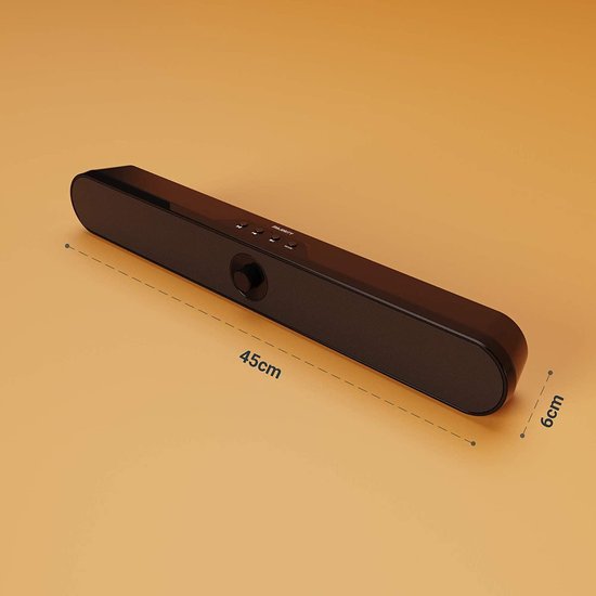 Majority Atlas Soundbar - PC-Soundbar - tragbare Bluetooth-Soundbar - 8+ Batterielaufzeit - USB- und AUX-Anschluss - Plug & Play - Schwarz