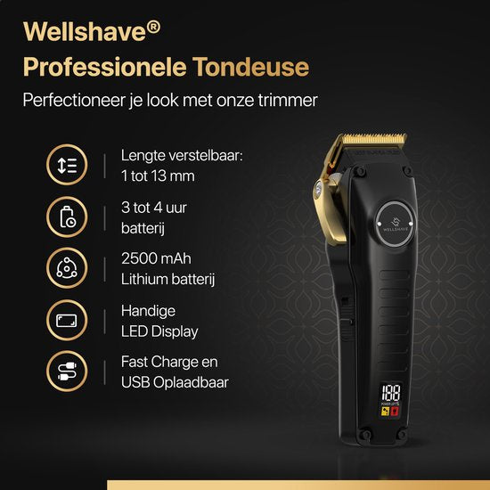 Wellshave Clippers Men Pro - Trimmer für Kopf & Bart - Clippers Men Head Hair - Haartrimmer Men - Haarschneider - Trimmer
