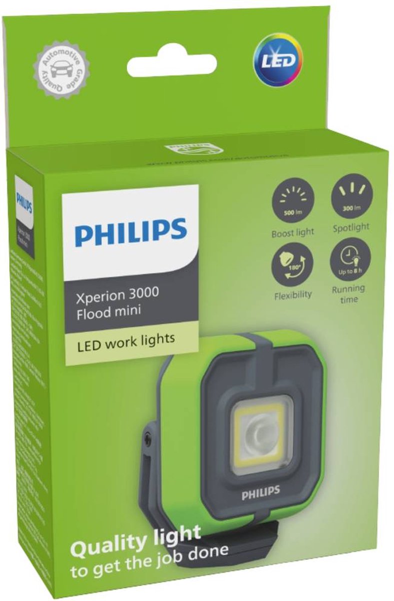 Philips Xperion 3000 Flood Mini-Arbeitsleuchte schwarz - 500 Lumen leistungsstarke LED