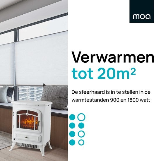MOA Elektrokamin - Atmosphäre Kamin Classic - Heizung - Ofen - Freistehend - Weiß - ES180W