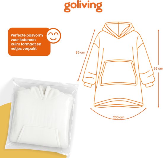 Goliving Fleece-Decke – Kapuzenpullover – Ärmel – Weiß