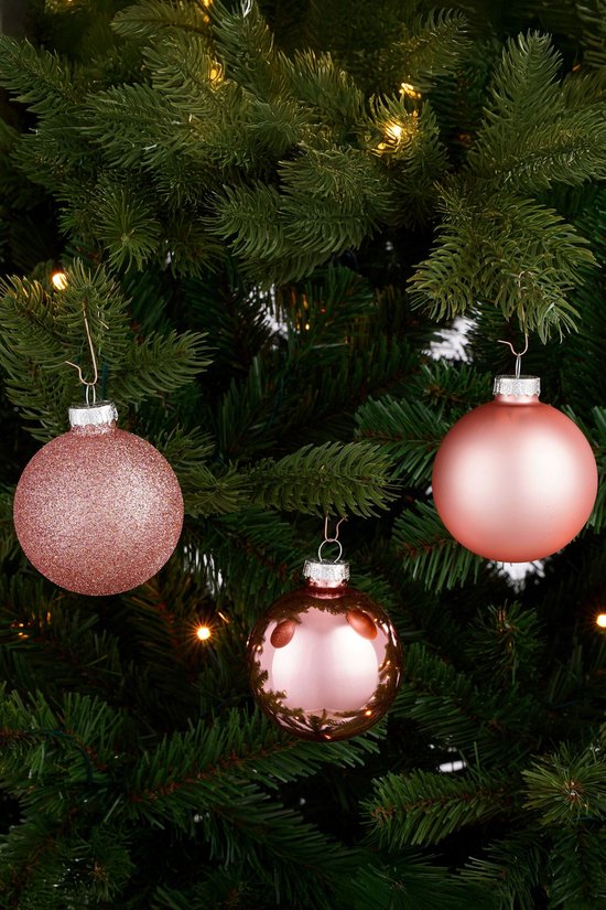 Mica Decorations Weihnachtskugeln-Set – 42 Stück – Ø 7 cm – Glas – Rosa