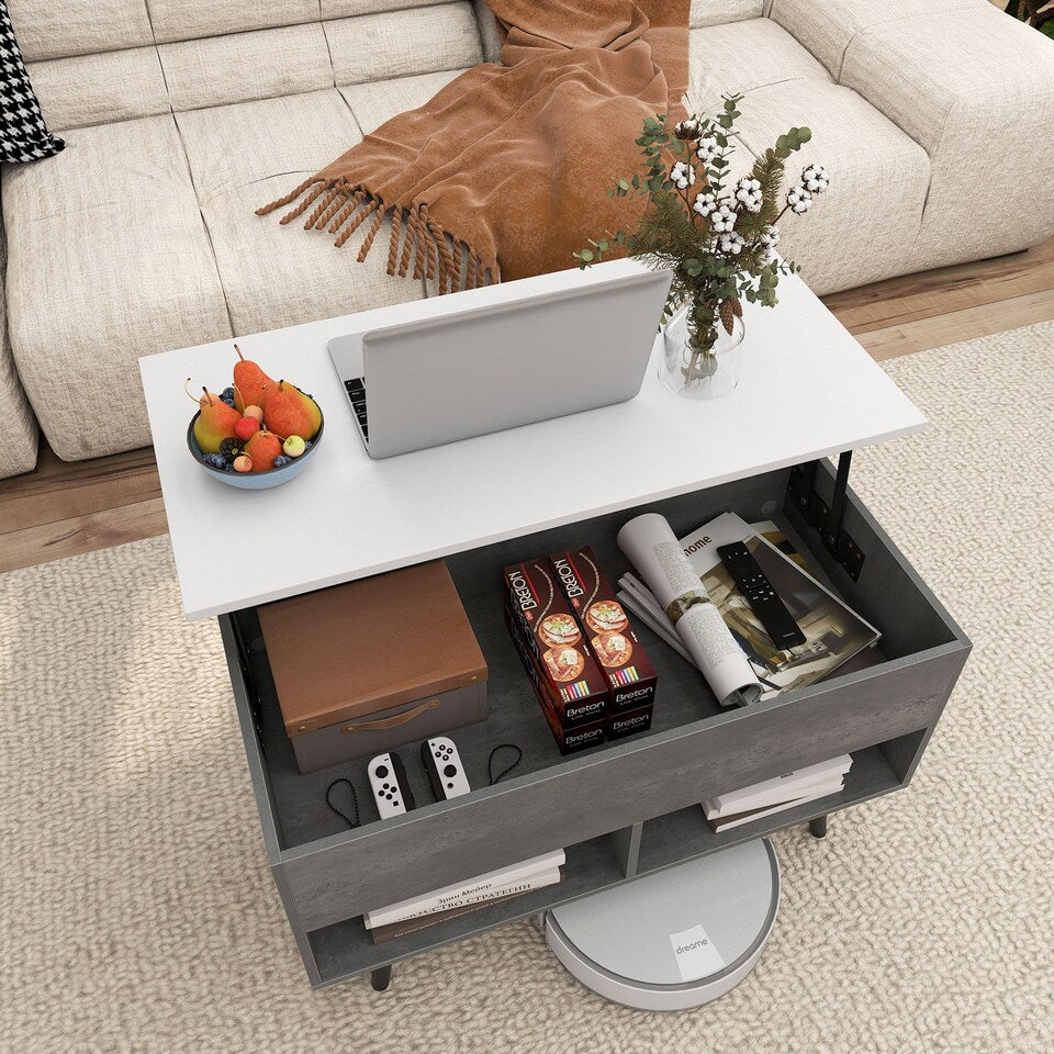 Coast Lift Top Couchtisch Grau 80x40x46 cm - Mid Century Modern mit Lagerung