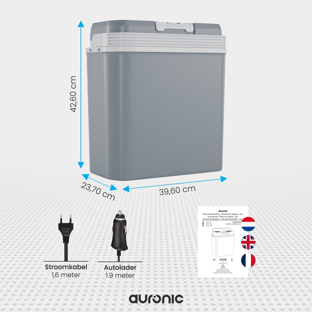 Auronic Electric Kühlbox - Kühlbox - 20L - 12V und 240V - Grau