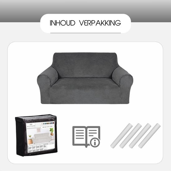 Hilvard - Sofabezug 2-Sitzer-Sofas - (145 -175 cm) - Grau - Samt - Stretch - Sofaschoner - Möbelbezug - Gegen Beschädigungen und Flecken - Sitzbezug - Sitzbezug