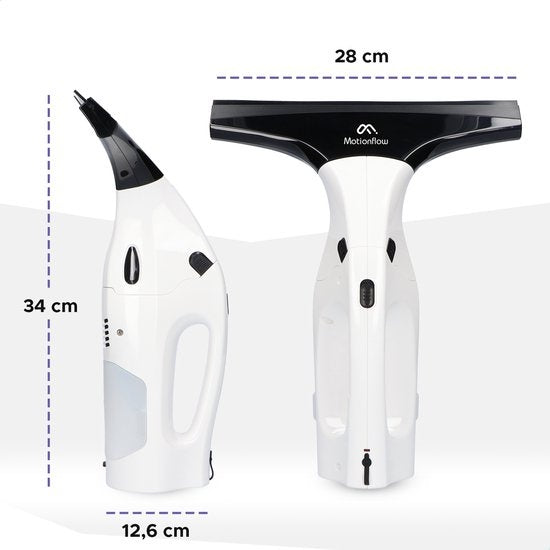 Motionflow Vacuum Fensterwischer mit Verlängerung 61cm - Elektrischer Fensterreiniger mit Soaker - Wiederaufladbar