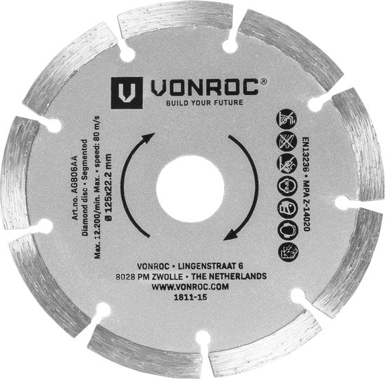 VONROC Diamantscheiben-Satz - Ø125MM - universal - 3 Stück - Segment, Turbo & Full Edge