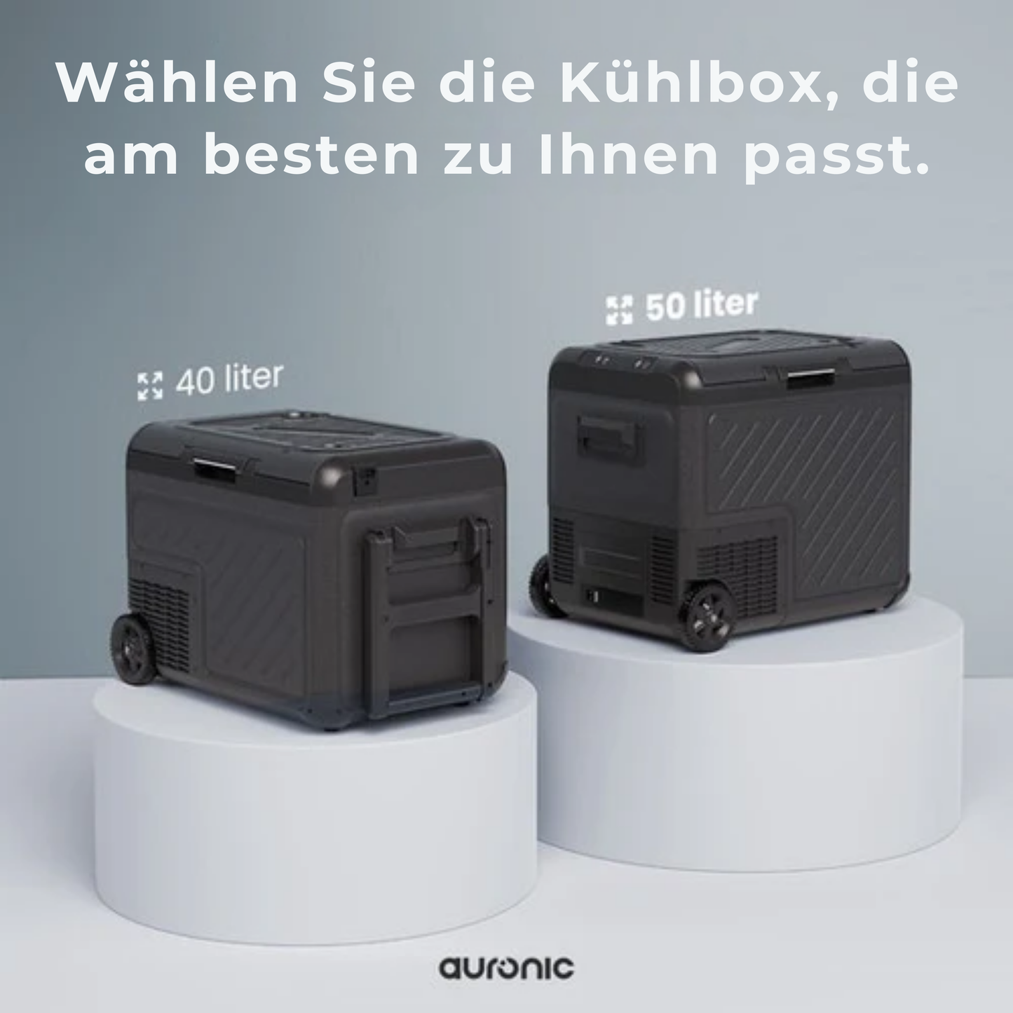 Auronic Electric Cool Box - Kompressor - Mit Rädern - 12V 230 Volt - Auto - 50L - Schwarz/Grau