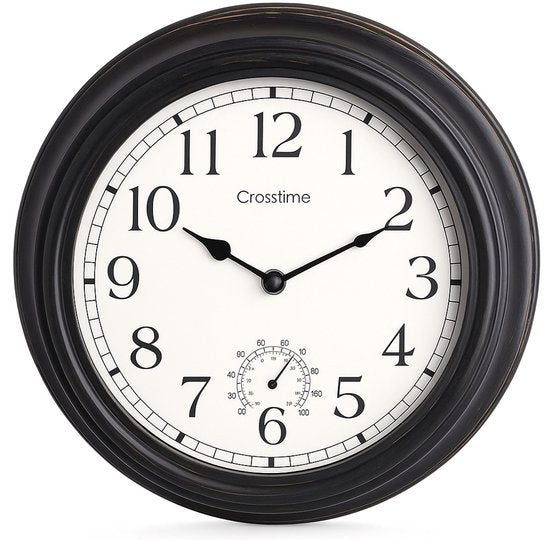 Air Outdoor Uhr - Wasserdicht - Gartenuhr - Retro Uhr - Bahnhofsuhr doppelseitig - Wanduhr