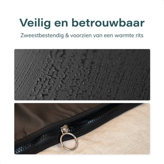 ComfortFlow Infrarot-Decke - 35 bis 85º - Inkl. Entgiftungsdecke - Infrarot - Rotlichttherapie - Sauna - Rotlichttherapie - Lampe - Wärme - Elektrisch - Decke - Für Muskeln, Fibromyalgie und Gelenke - Leder schwarz