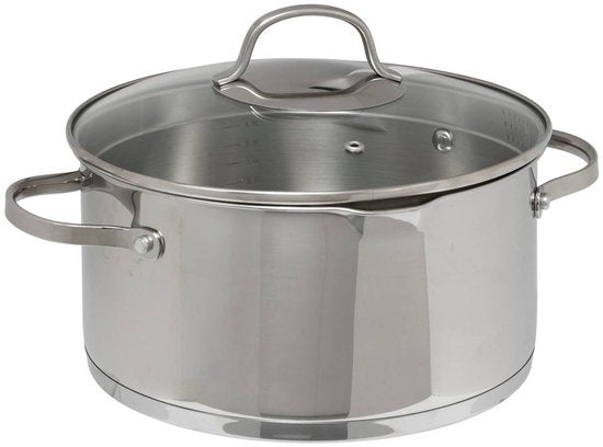 Pfanne mit Deckel aus Edelstahl, 24 cm, silber, silber