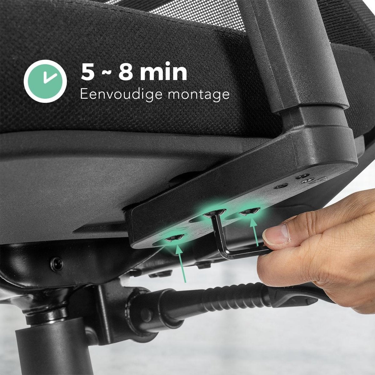 LifeGoods Ergonomischer Bürostuhl - Schreibtischstuhl - Verstellbar - Erwachsene - Schwarz