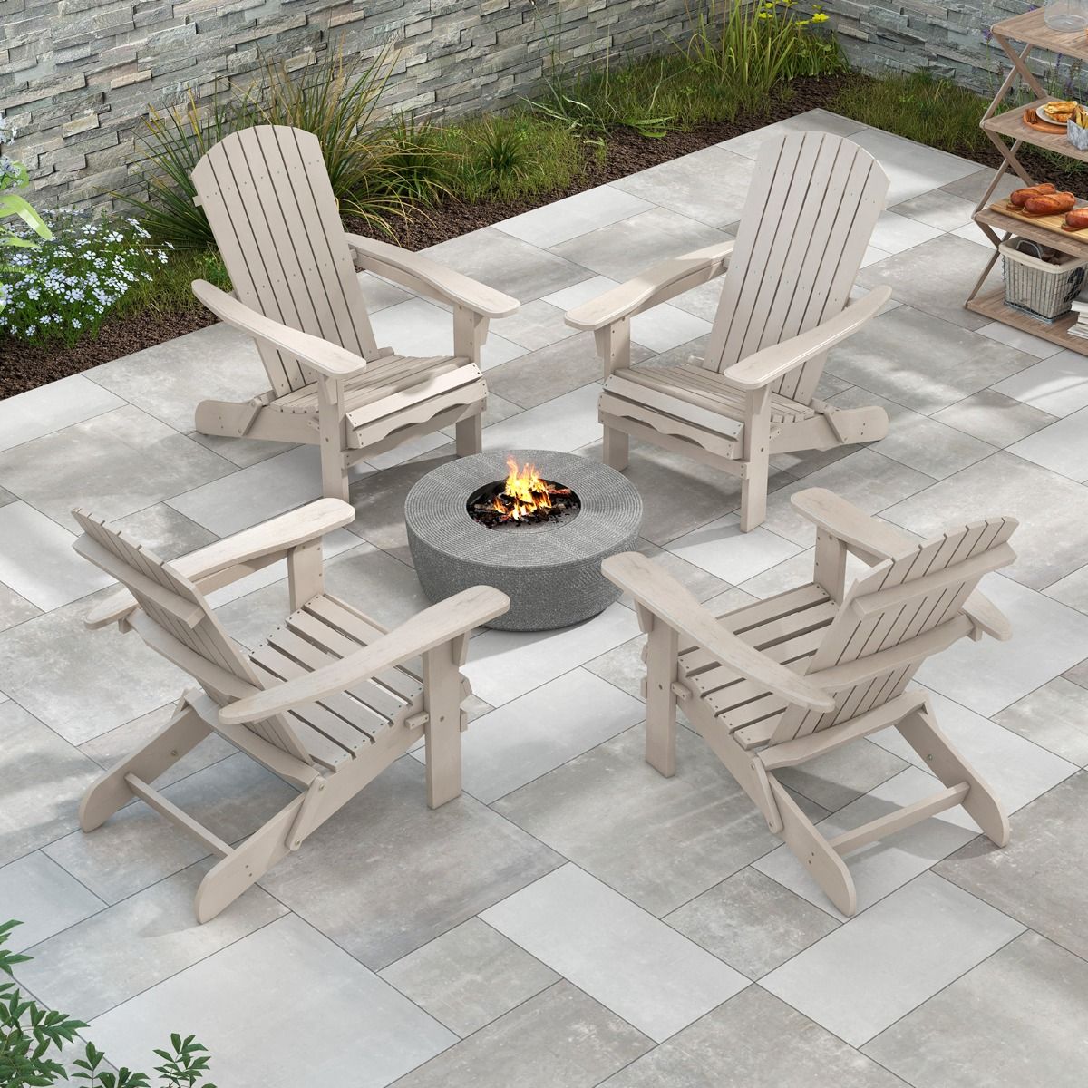 Coast Klappstühle im Adirondack-Stil – 2er-Set – ergonomisch und robust – grau