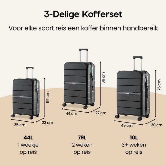 SKYCASES Urban Adventurer - Mittelgroßer Reisekoffer - Zahlenschloss - 44x27x66cm - 78L - Reisekoffer mit Kofferschloss - Spinner-Räder - Schwarz V2