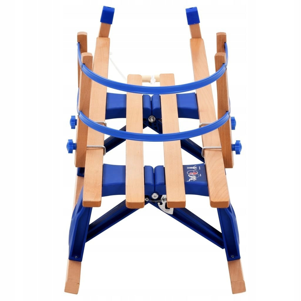 Woltu Holzschlitten, traditionell – blau – mit Rückenlehne