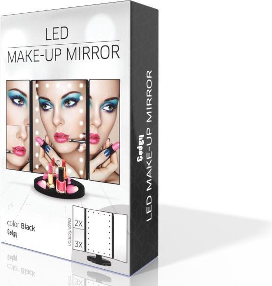 Gadgy Make Up Spiegel - Spiegelbeleuchtung - Muttertagsgeschenk - Kosmetikspiegel - Rasierspiegel - Stehend mit 2 Vergrößerungsspiegeln - mit Batterien oder USB (inkl. Kabel)