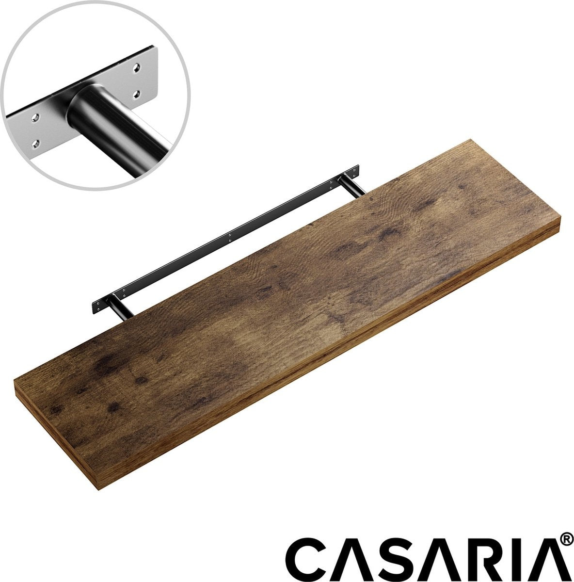 Casaria Wandregal Schwebendes Holzregal 15kg Belastbar Eiche Dunkel 90 cm