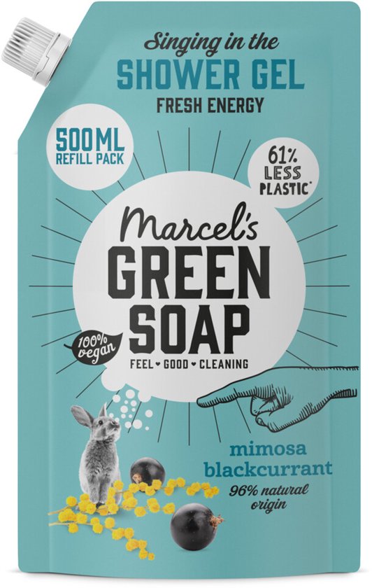 Marcel's Green Soap Duschgel-Nachfüllpackung – Mimose & Schwarze Johannisbeere – 6 x 500 ml