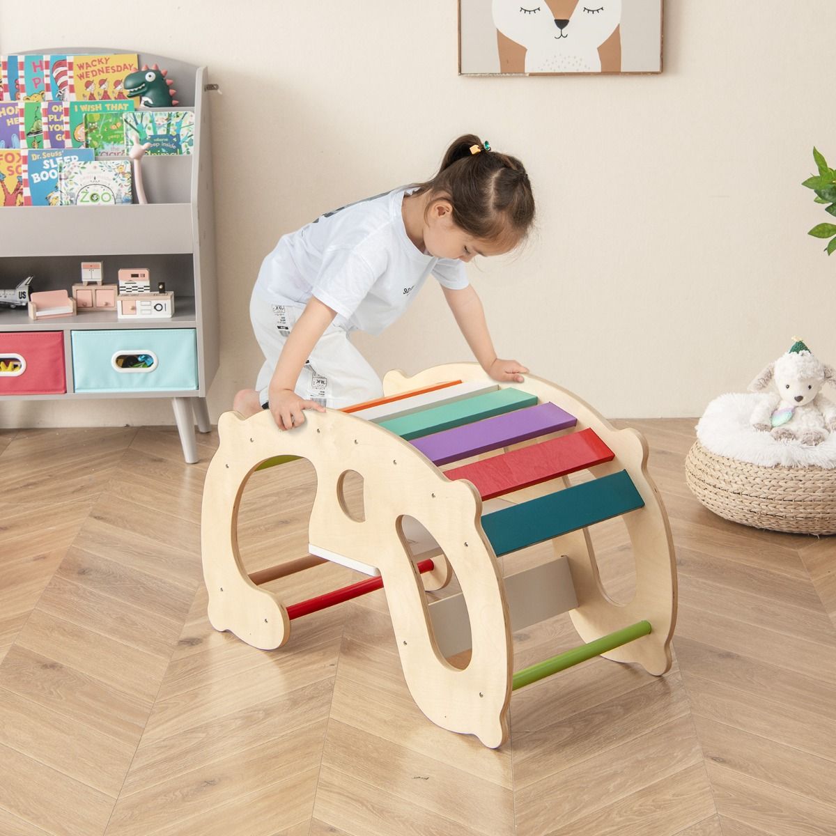 Coast 2-in-1 Schaukelpferd & Kletterbogen für Kinder - Buchenholz - 80 x 41,5 x 48,5 cm - Morekeur