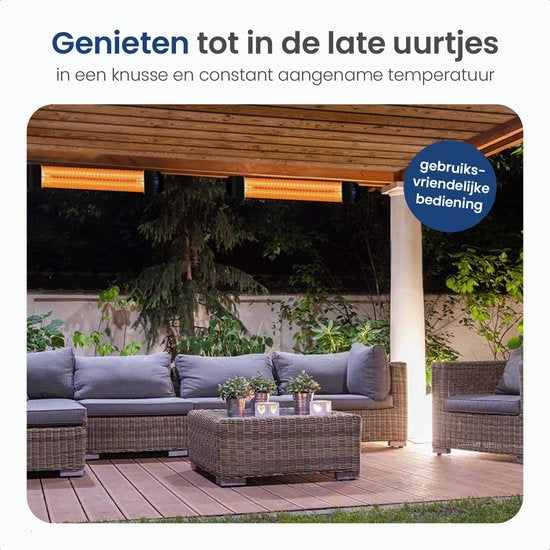 Gologi - Terrassenheizer - elektrisch - 2000W - App & Fernbedienung - Wandmontage - Schwarz