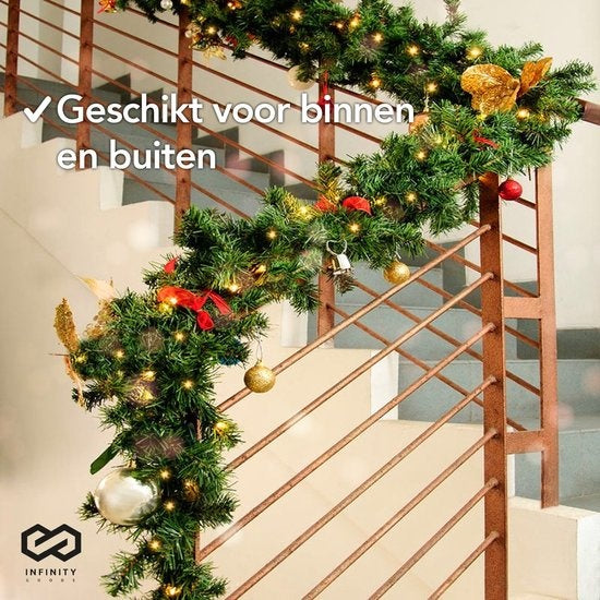 Infinity Goods - Girlande mit Lichtern - Timer - Weihnachtsdekoration - 270CM - 35 LED - Grün