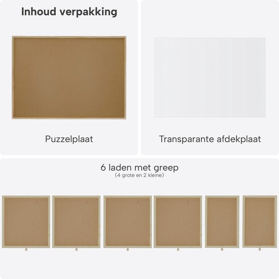Puzzleplatte für 1000 Puzzleteile mit 6 Schubladen – Puzzlematte mit Aufbewahrungssystem – Puzzlebrett aus Holz – Puzzletisch inklusive Abdeckplatte – BREND BR-2216