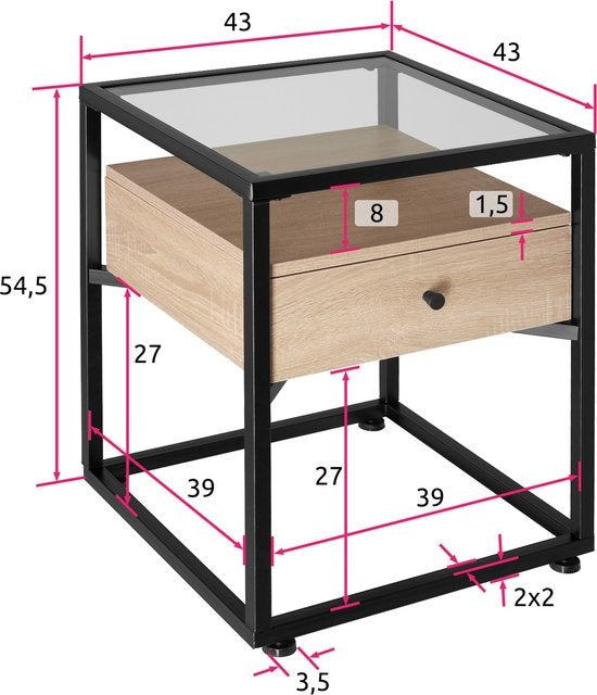 tectake - Nachttisch Preston - Nachttisch 43x45x54,5cm - Industrie hellbraun - 404681