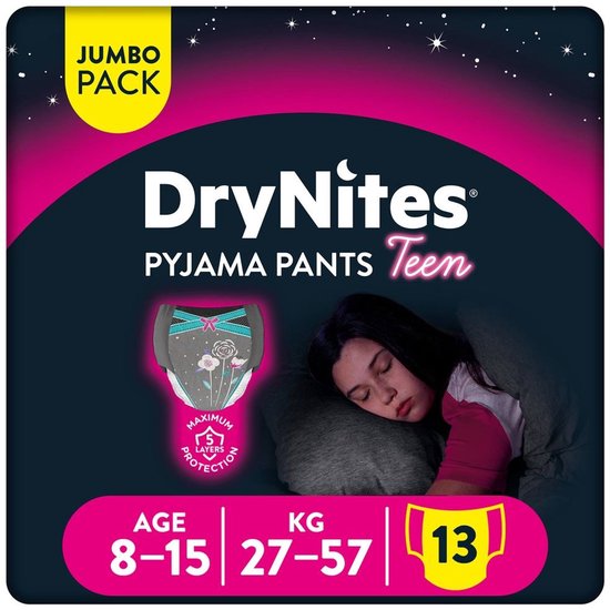 Drynites Windelhosen – Mädchen – 8 bis 15 Jahre – 13 Stück