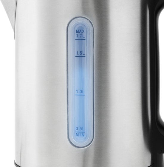 Inventum HW817D - Wasserkocher - Fassungsvermögen 1,7 Liter - Edelstahl - Warmhaltefunktion - LED-Licht - 2200 Watt - Edelstahl/Schwarz